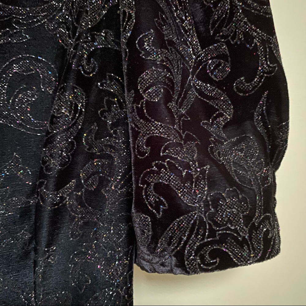 Vintage Pellini After 5 by Von Bramlett Black Sparkle Midi Dress